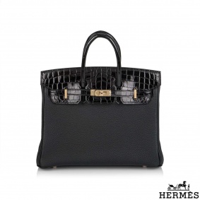 Hermés Birkin Touch 25cm Noir Novillo/ Niloticus Lisse and Noir Togo RGHW Hermés Birkin Touch 25cm Noir Novillo/ Niloticus Lisse and Noir Togo RGHW
